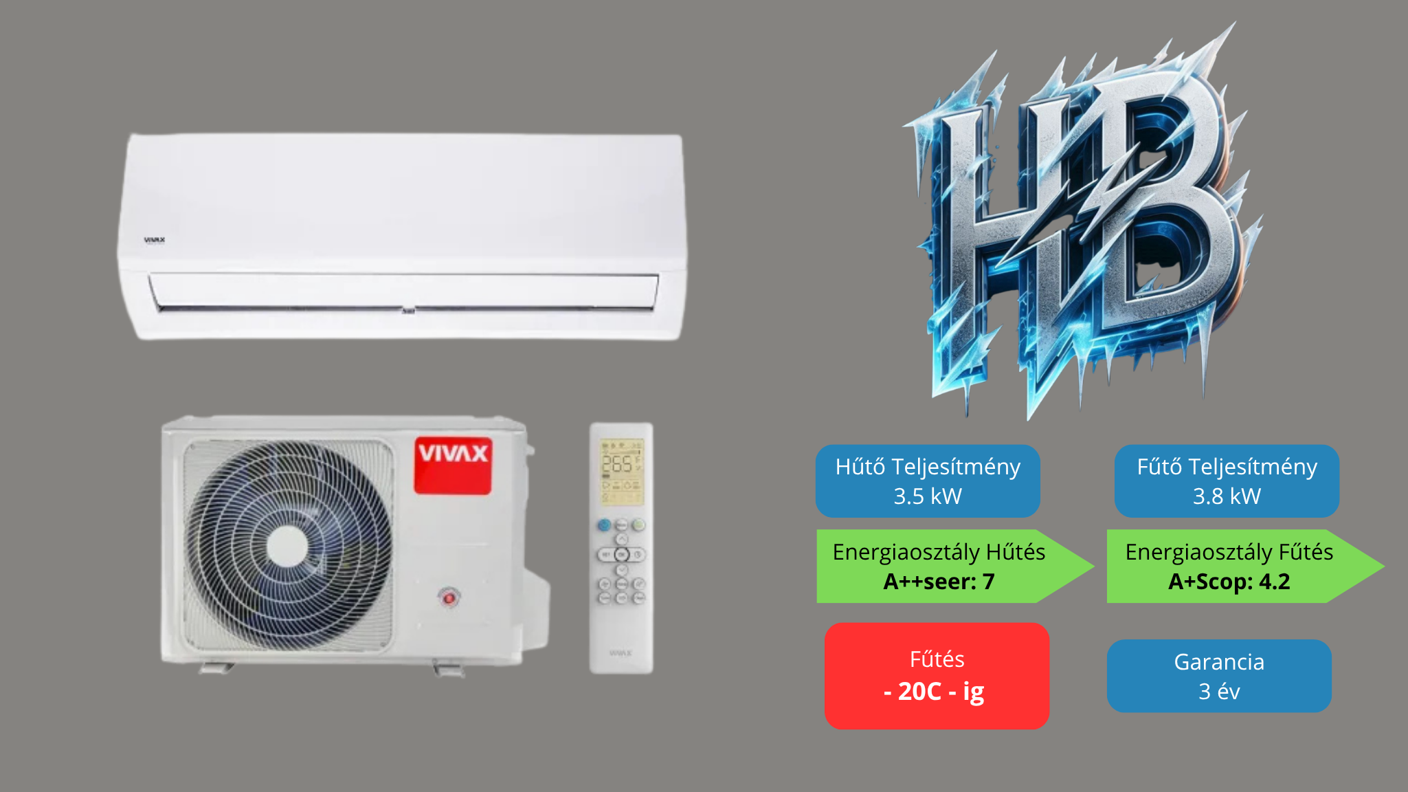 Vivax N Design 3.5 kW telepítve 3M alapszereléssel