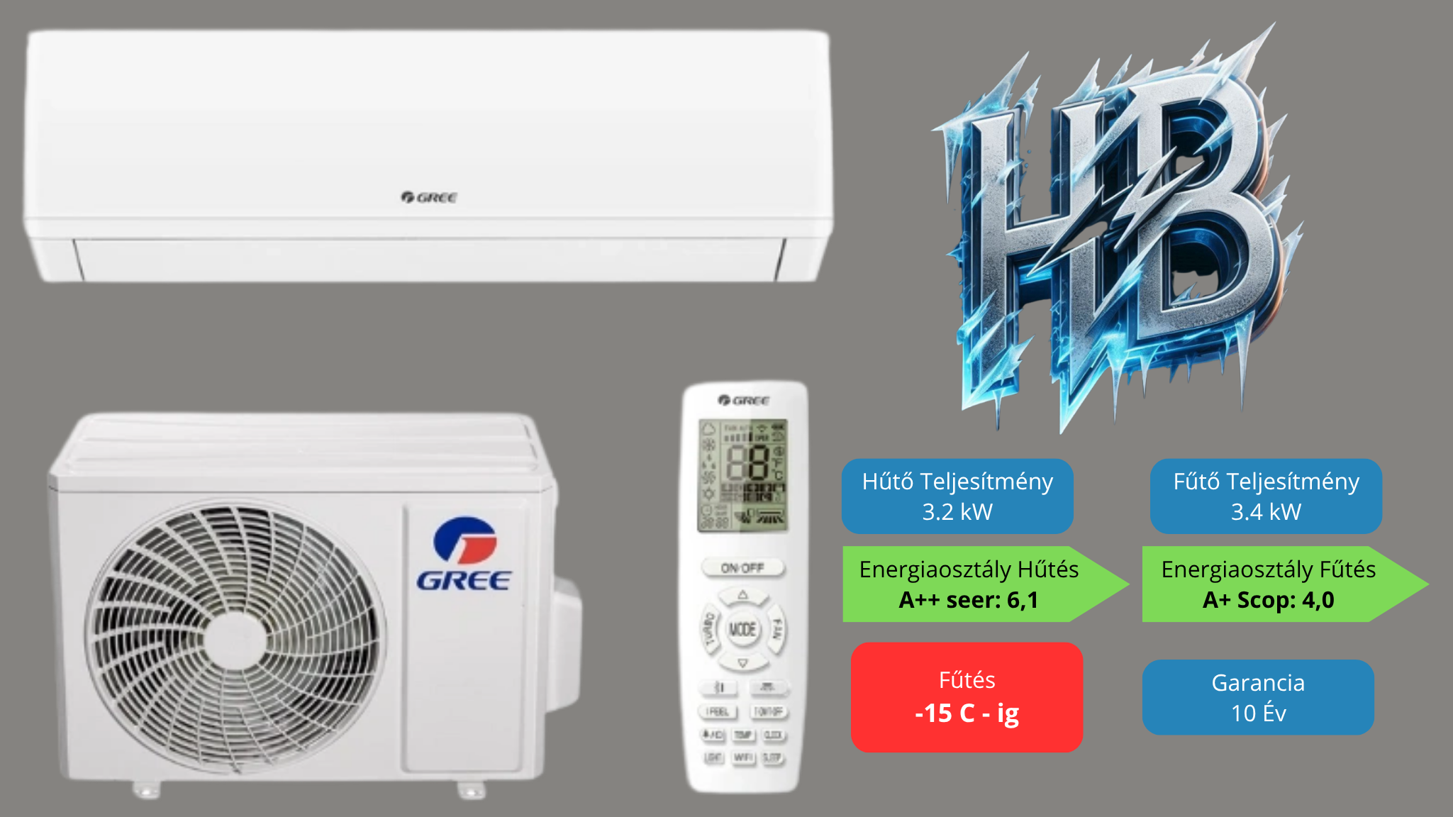Gree summer 3,2 kW telepítve 3M alapszereléssel