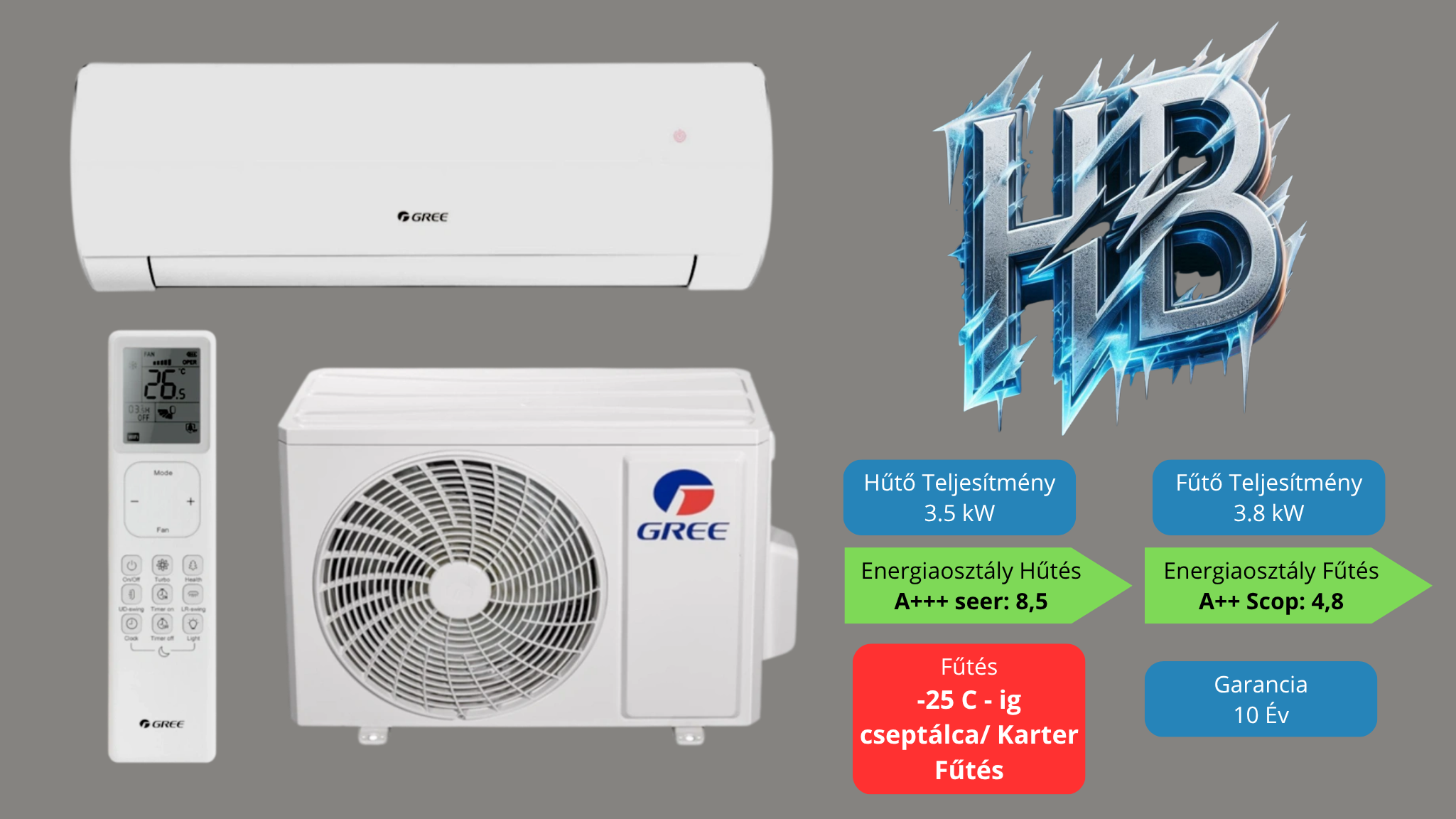 Gree G-Time 3,5 kW telepítve 3M alapszereléssel