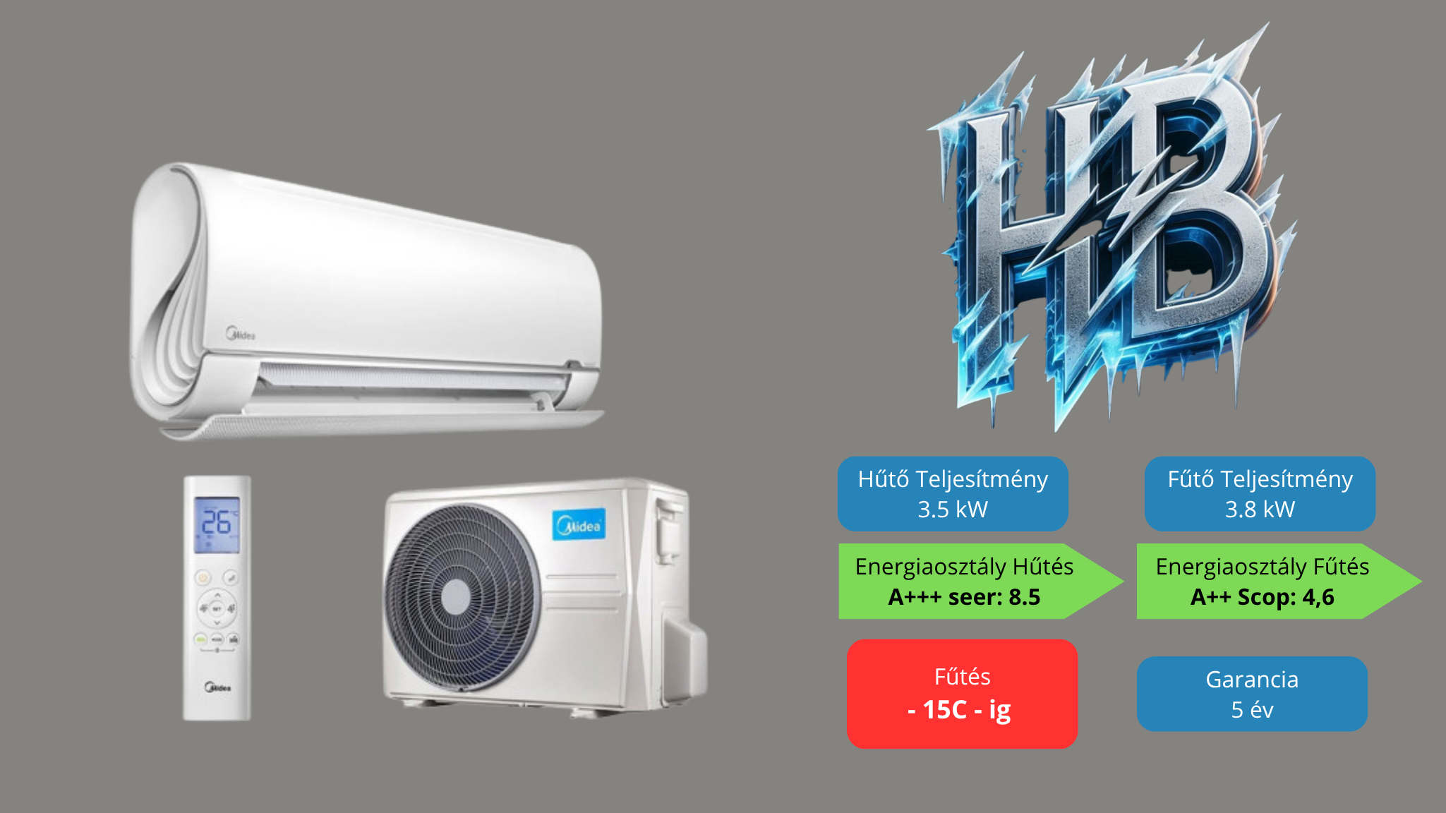 Midea Breezless + 3,5 kW telepítve 3M alapszereléssel