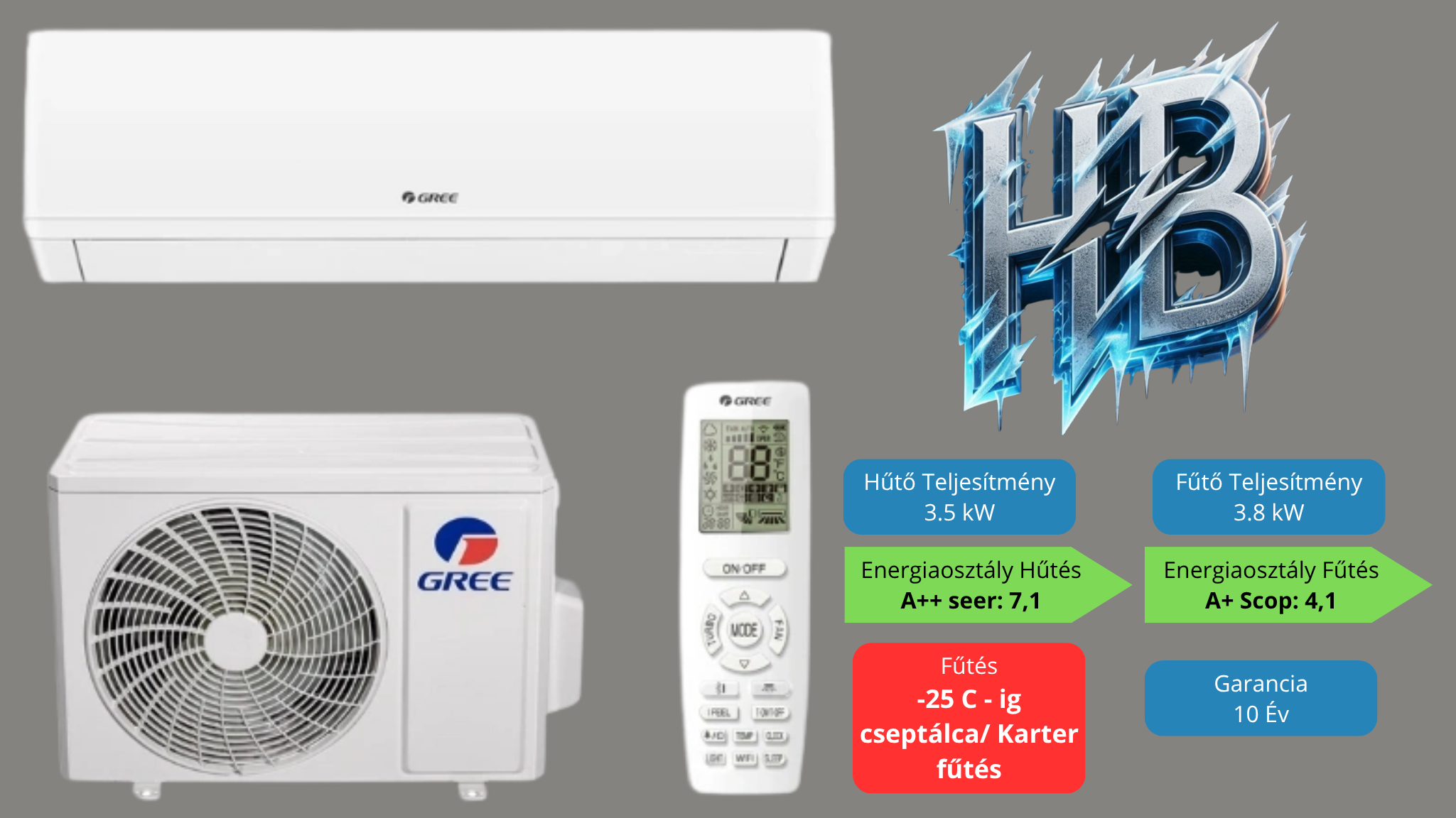 GREE WINTER 3.5 Kw telepítve 3M alapszereléssel